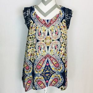 Eyeshadow Blouse Paisley Floral Sleeveless Top LG